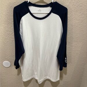 Under Armour Navy and White Raglan Shirt